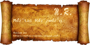Mátai Rézmán névjegykártya